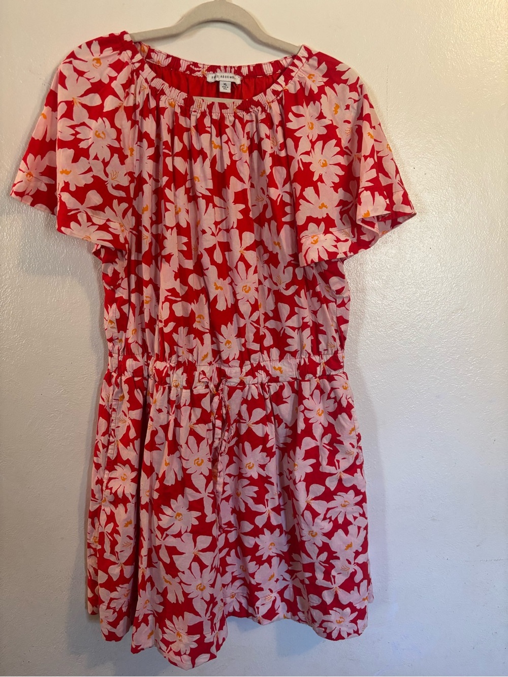 Unbranded Womens Red Floral Off-Shoulder Casual Dress